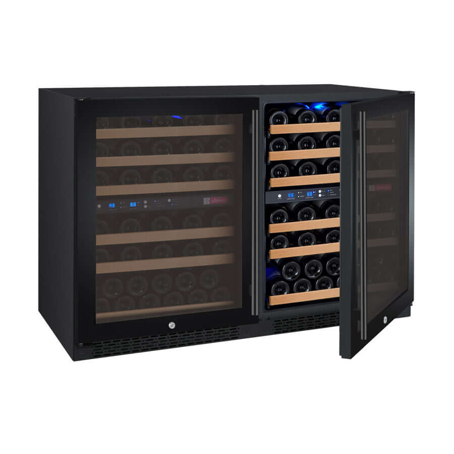 Allavino 47” Wide 112 Bottle Four Zone Side-by-Side Wine Cooler | Tru-Vino Technology and FlexCount II Shelving