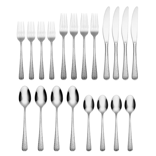Kenne Hammered Mirror 20-Piece Flatware Set