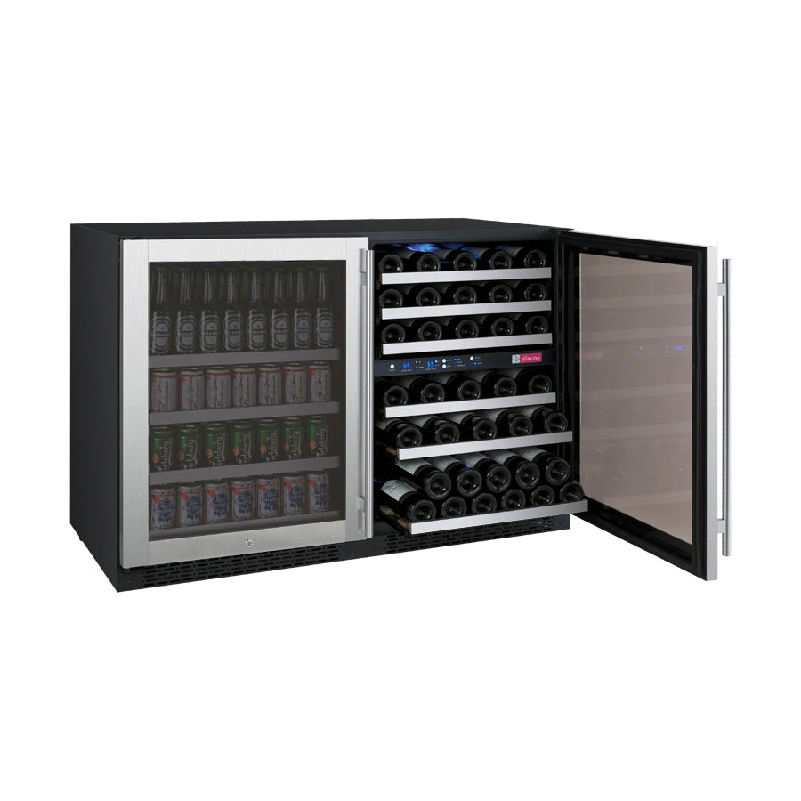 Allavino 47” Wide | Side-by-Side Wine & Beverage Center Combo | Holds 56 Bottles/124 Cans | Tru-Vino Technology and FlexCount II Shelving