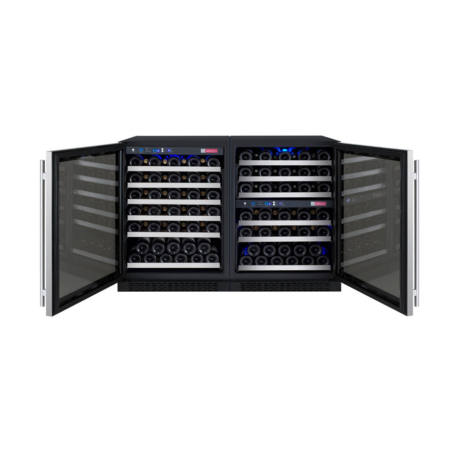 Allavino 47” Wide | 112 Bottle Triple Zone Side-by-Side Wine Cooler | Tru-Vino Technology and FlexCount II Shelving