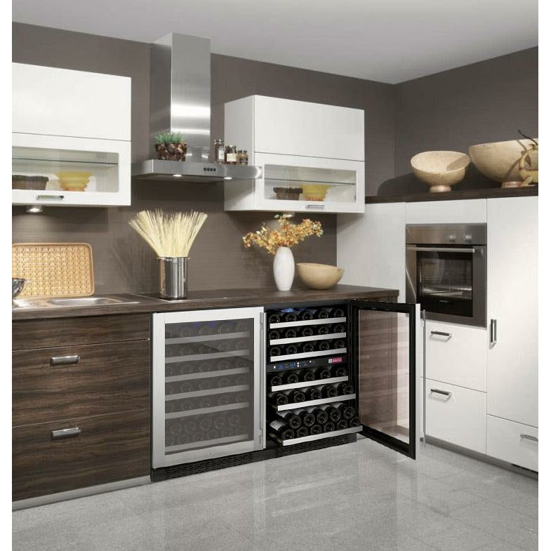 Allavino 47” Wide | 112 Bottle Triple Zone Side-by-Side Wine Cooler | Tru-Vino Technology and FlexCount II Shelving
