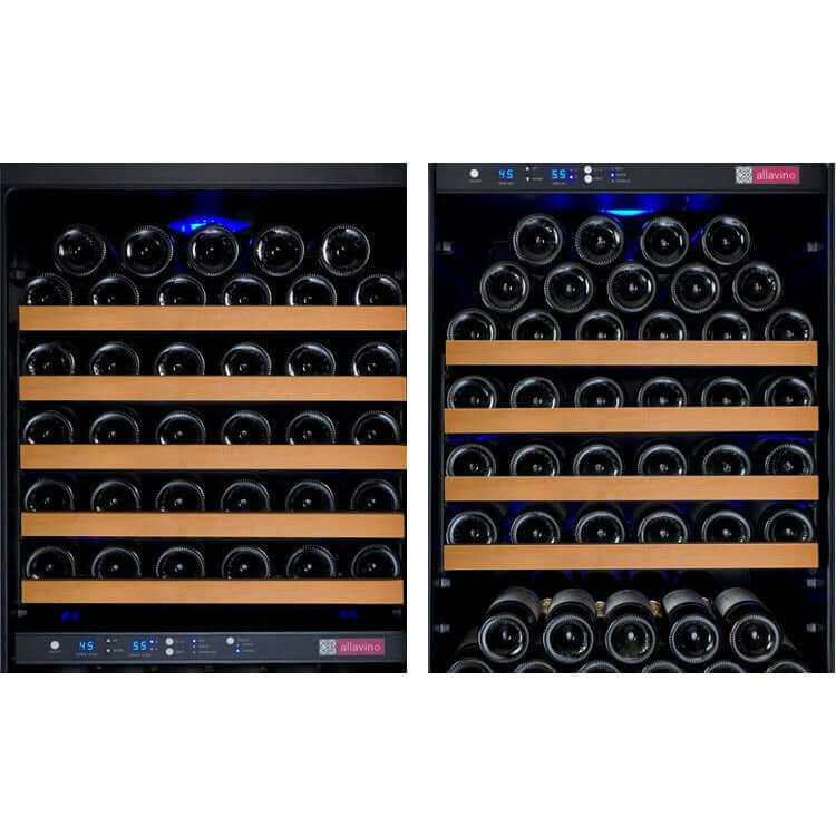 Allavino 47" Wide | 349 Bottle Triple Zone Side-by-Side Wine Cooler | Tru-Vino Technology and FlexCount II Shelving