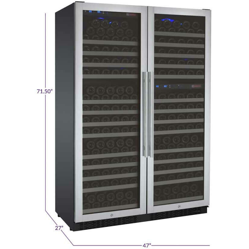 Allavino 47" Wide | 349 Bottle Triple Zone Side-by-Side Wine Cooler | Tru-Vino Technology and FlexCount II Shelving