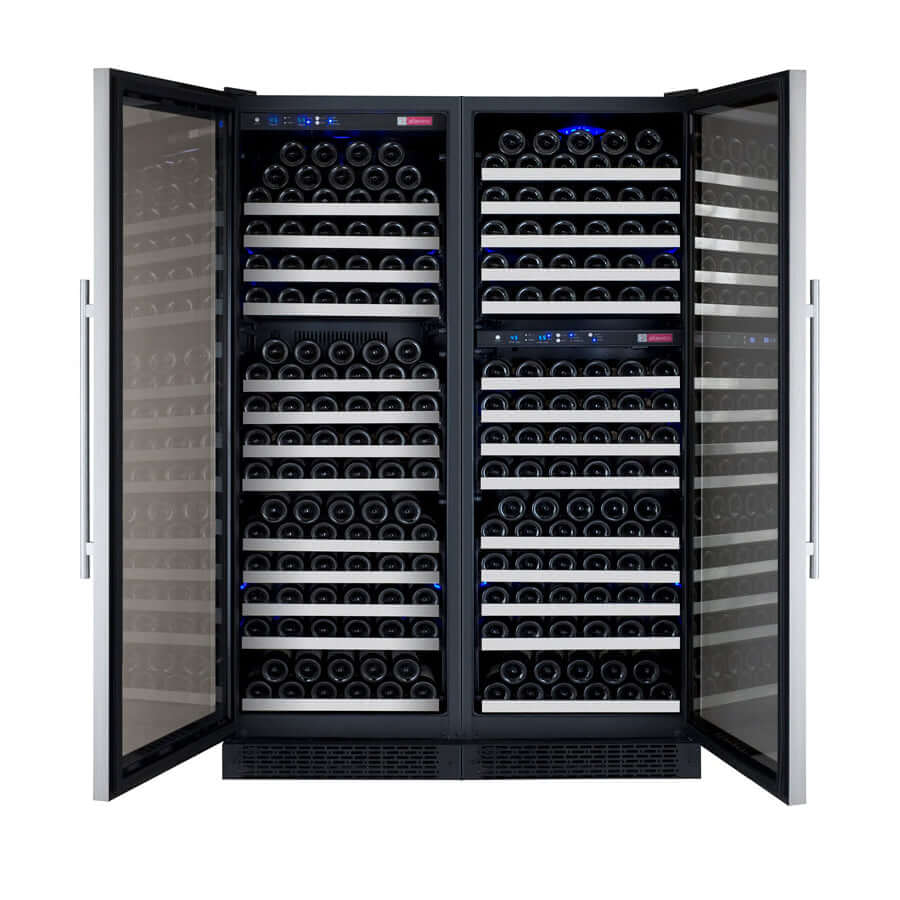 Allavino 47" Wide | 349 Bottle Triple Zone Side-by-Side Wine Cooler | Tru-Vino Technology and FlexCount II Shelving