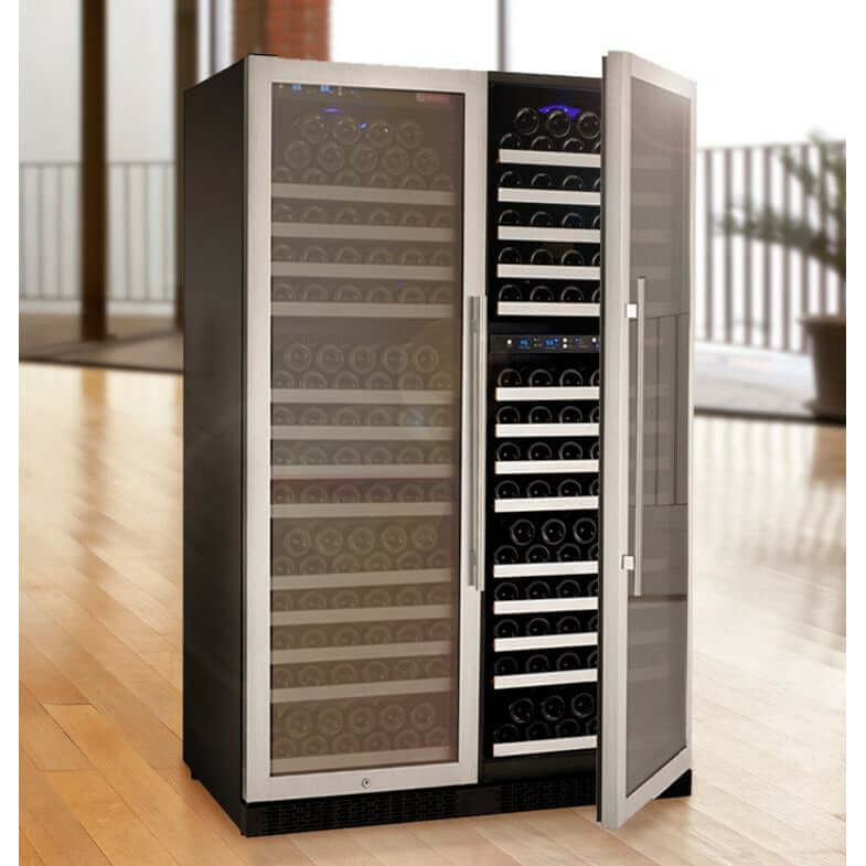 Allavino 47" Wide | 349 Bottle Triple Zone Side-by-Side Wine Cooler | Tru-Vino Technology and FlexCount II Shelving