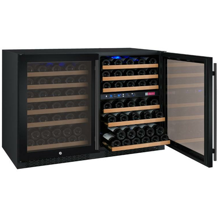 Allavino 47” Wide | 112 Bottle Triple Zone Side-by-Side Wine Cooler | Tru-Vino Technology and FlexCount II Shelving