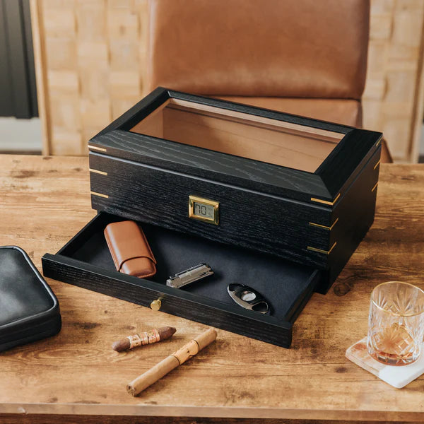 Royal Glass Top Cigar Humidor | Holds 90 Cigars