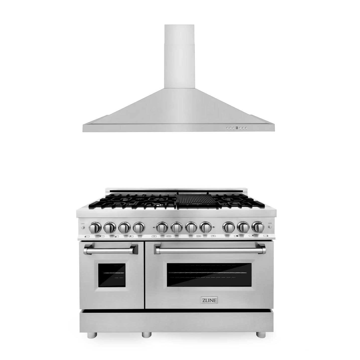 ZLINE 2 Piece Kitchen Package | Dual Fuel Range and Convertible Vent Range Hood