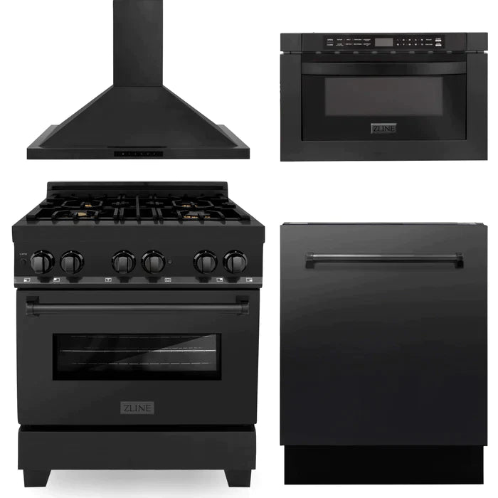 ZLINE 4 Piece Kitchen Package | Dual Fuel Range | Range Hood | Microwave Drawer | Dishwasher