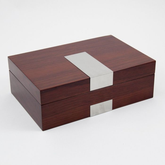 Bey-Berk 8-Watch Box | Stainless Steel Accents | Walnut Wood | BB601BRW