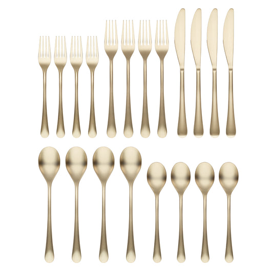 Xyla Champagne Satin 20-Piece Flatware Set