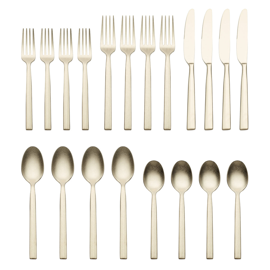 Oneida Aero Champagne Rumble 20-Piece Flatware Set