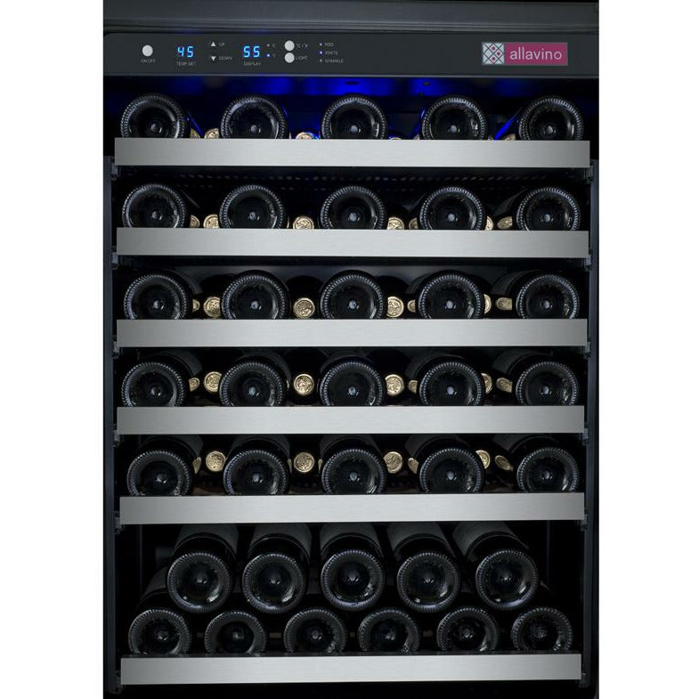 Allavino 47” Wide | 112 Bottle Dual Zone Side-by-Side Wine Cooler | Tru-Vino Technology and FlexCount II Shelving