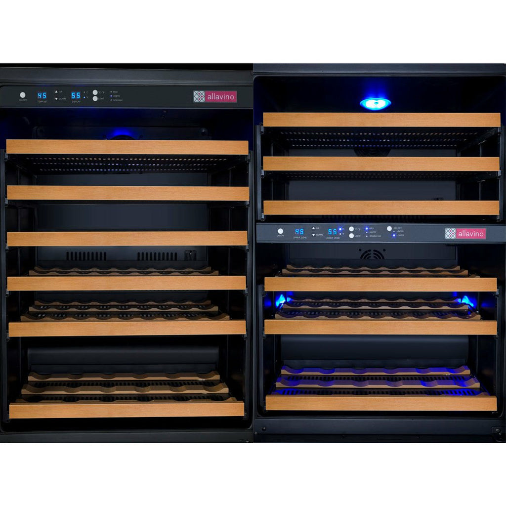 Allavino 47” Wide | 112 Bottle Triple Zone Side-by-Side Wine Cooler | Tru-Vino Technology and FlexCount II Shelving