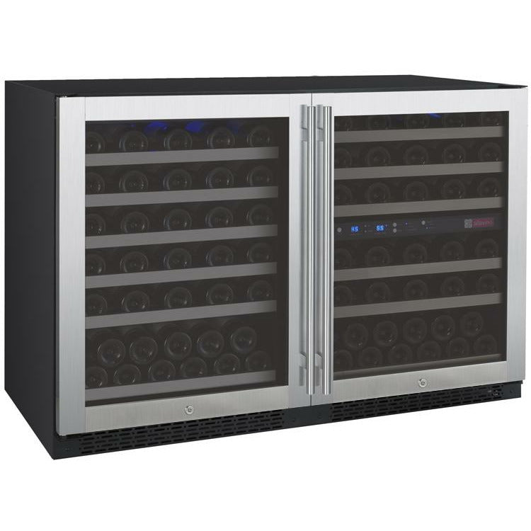 Allavino 47” Wide | 112 Bottle Triple Zone Side-by-Side Wine Cooler | Tru-Vino Technology and FlexCount II Shelving