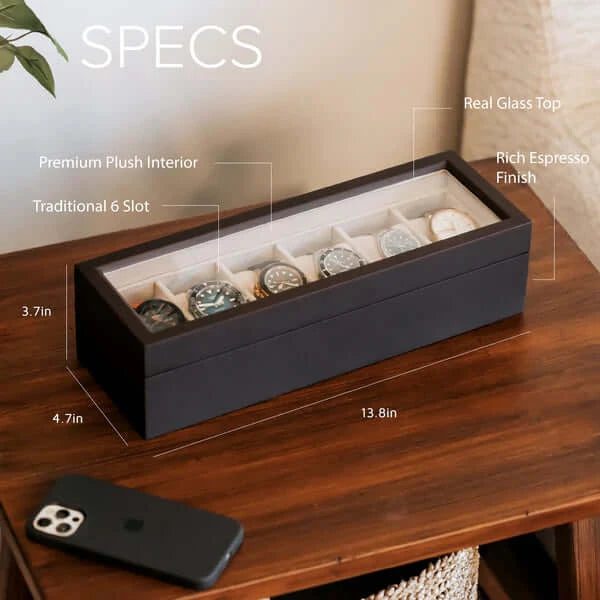 6 Slot Wooden Watch Box