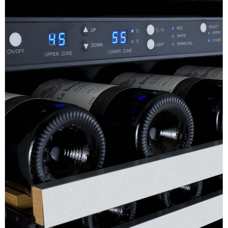 Allavino 47” Wide 112 Bottle Four Zone Side-by-Side Wine Cooler | Tru-Vino Technology and FlexCount II Shelving