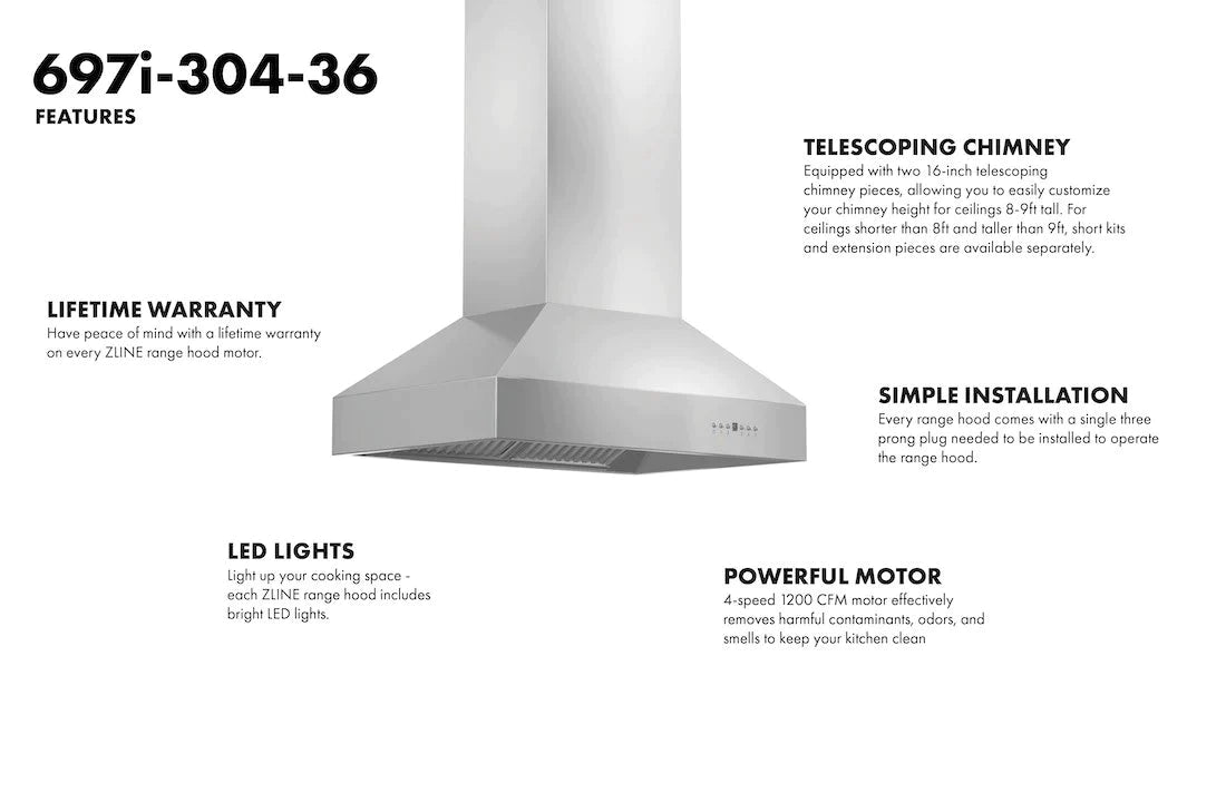 ZLINE 697i-304 Outdoor Island Mount Range Hood