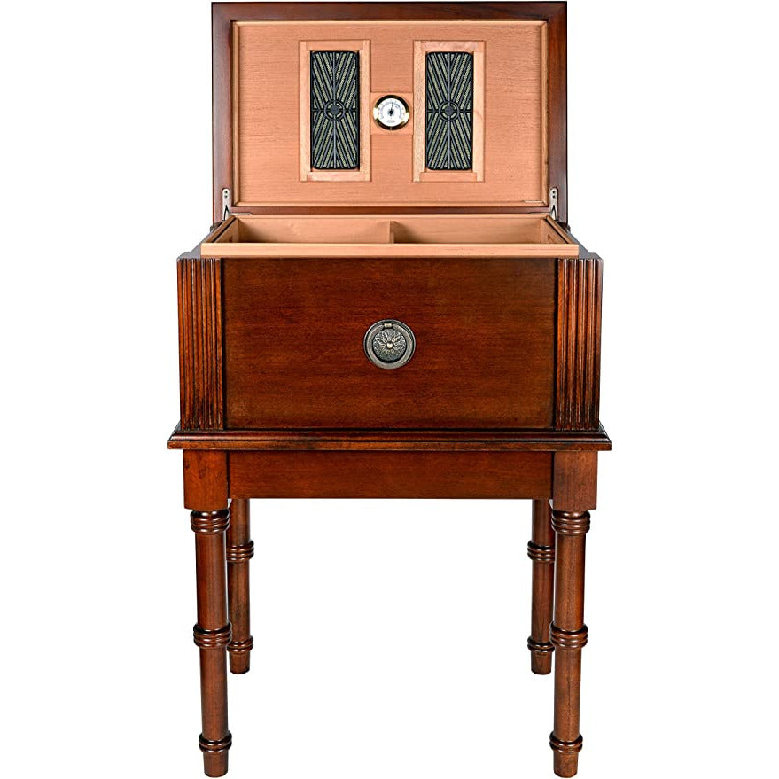 San Marco Antique Cigar Humidor Table | Walnut Finish | Holds 300 Cigars