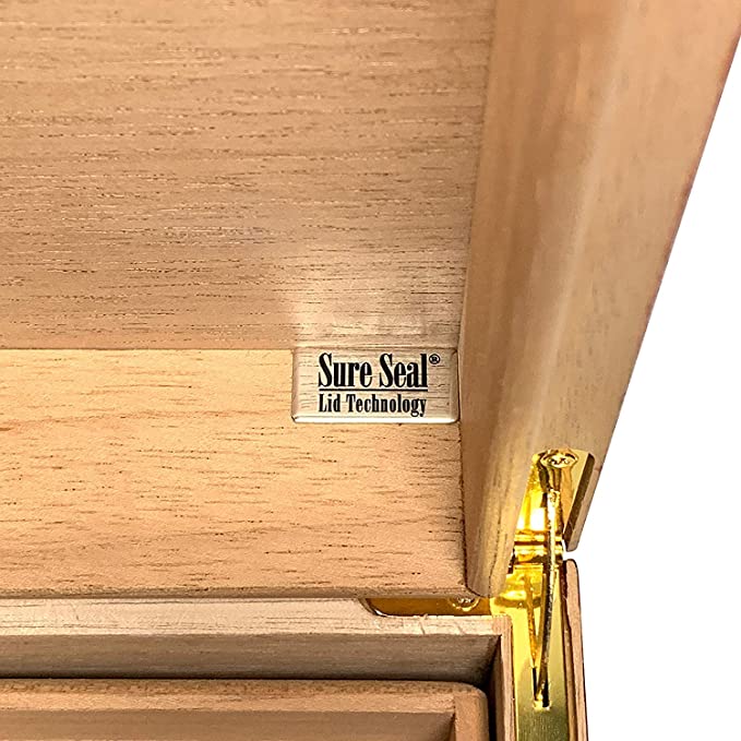 Ravello Desktop Cigar Humidor w/ Glossy Burl Finish | Holds 300 Cigars