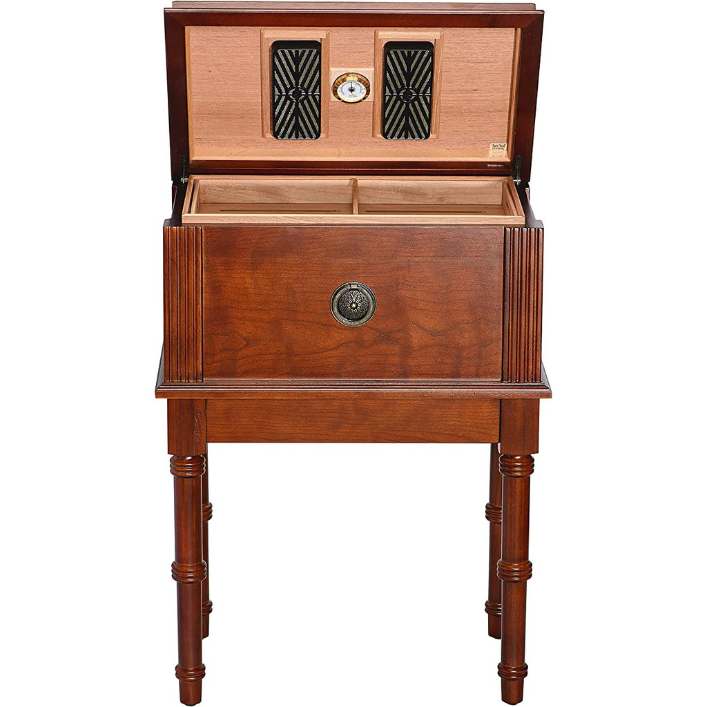 San Marco Antique Cigar Humidor Table | Walnut Finish | Holds 300 Cigars