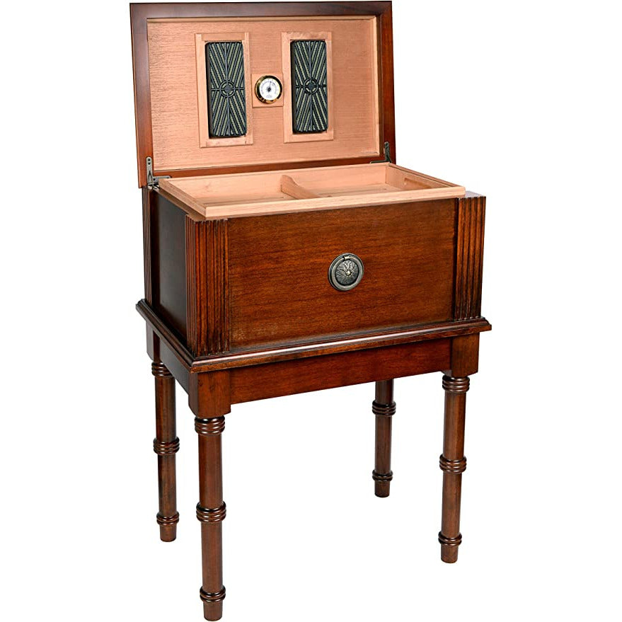 San Marco Antique Cigar Humidor Table | Walnut Finish | Holds 300 Cigars