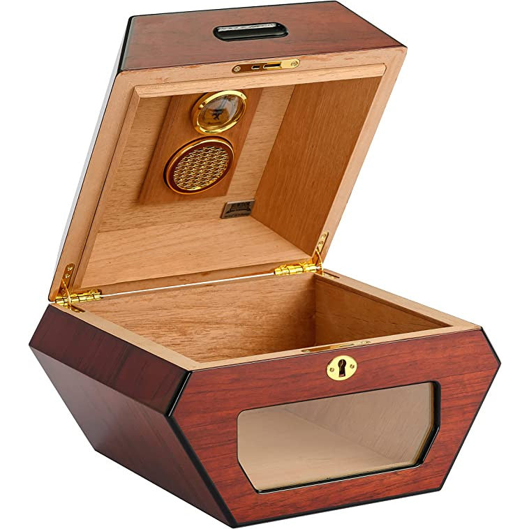 Cuban Wheel Desktop Cigar Humidor | Holds 50 Cigars