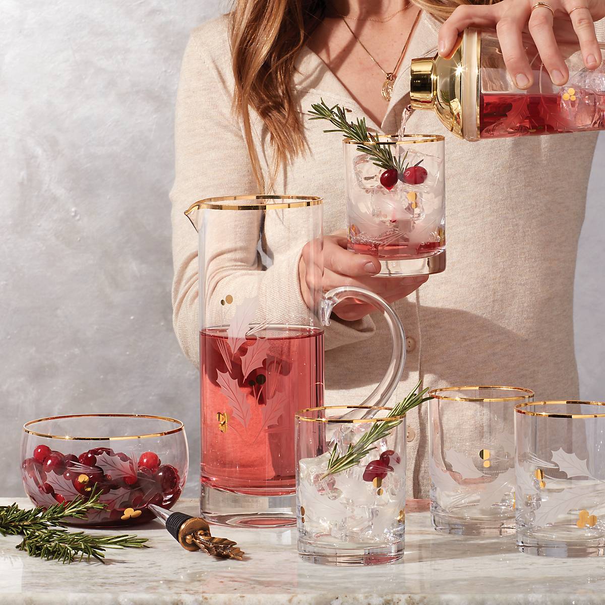 Holiday Gold 4-Piece Double Old Fashioned Set
