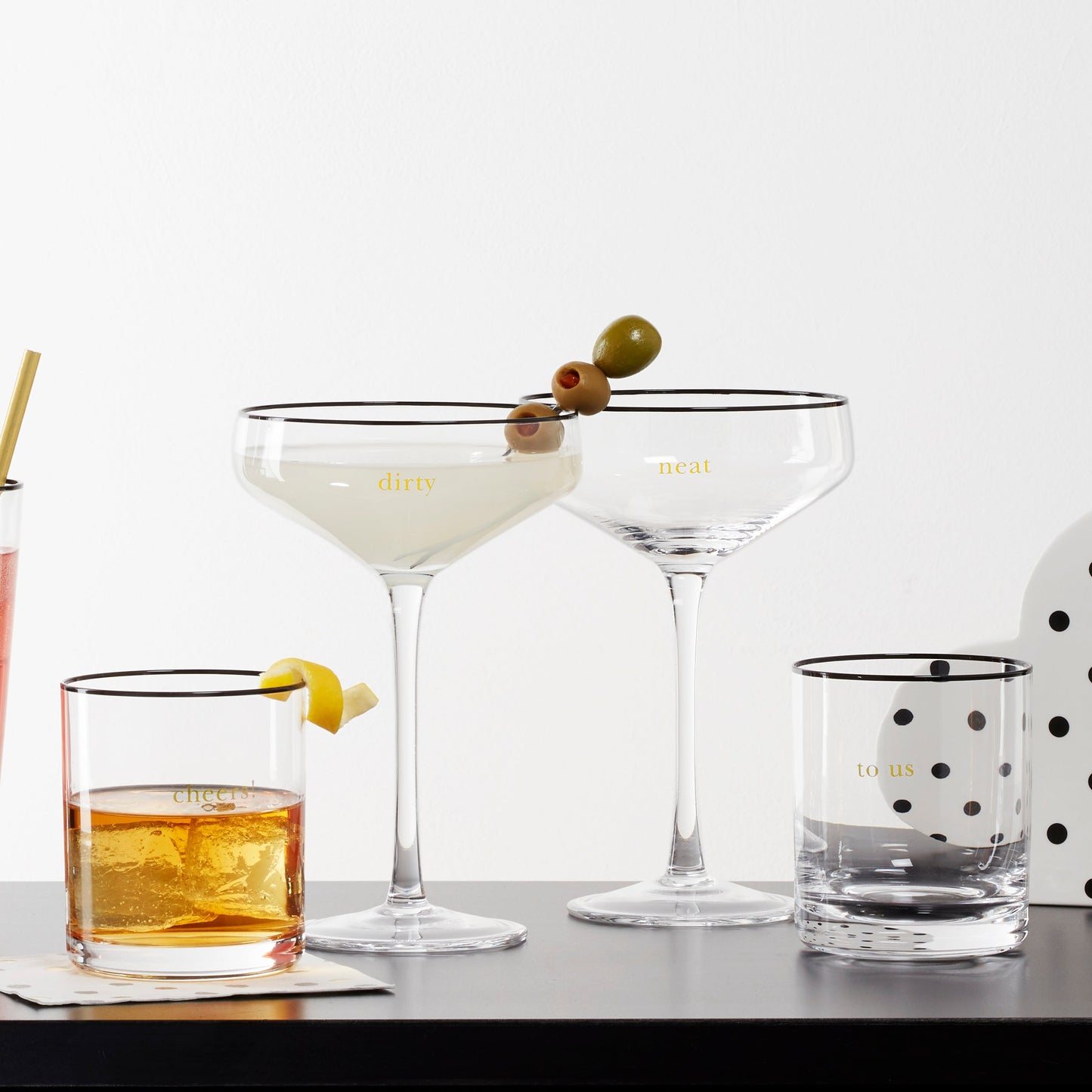 Cheers To Us Dirty & Neat Martini Glasses