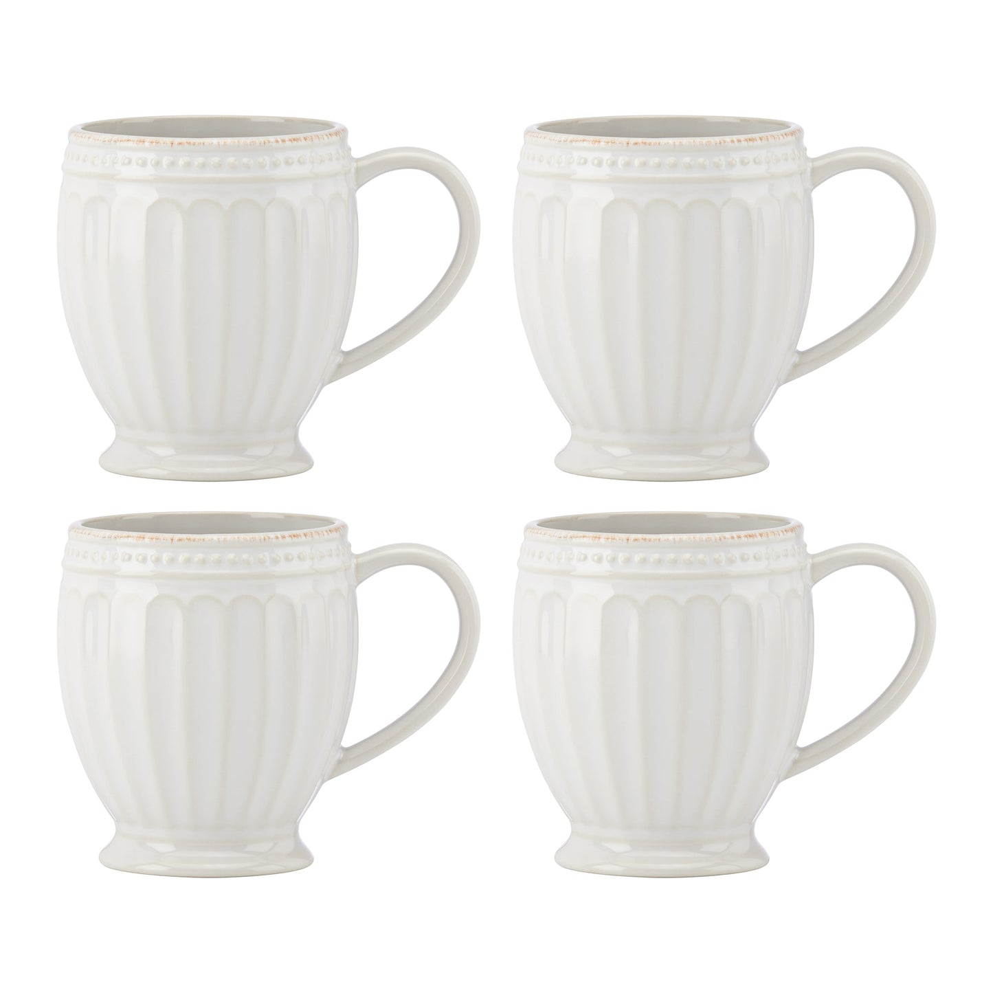 French Perle Groove Mugs, Set of 4