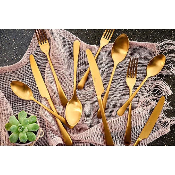 Mirabella Satin Gold Titanium 20 Piece Flatware Set
