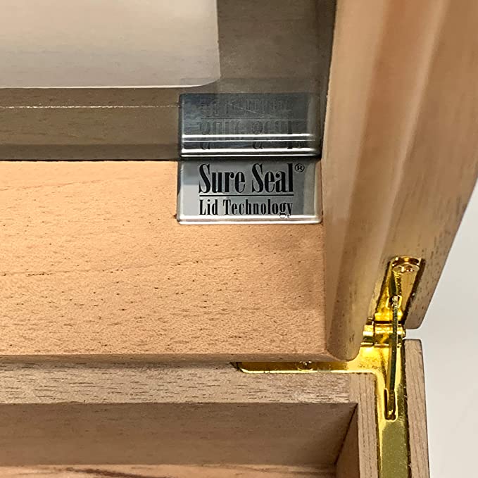 Pompeii Desktop Cigar Humidor w/ High Gloss Inlay | Holds 100 Cigars