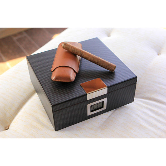 Kingston Carbon Fiber Humidor | Holds 50 Cigars