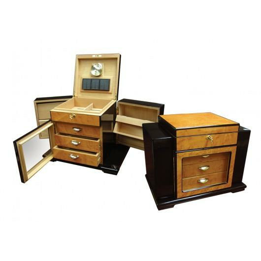 Baccus Desktop Cigar Humidor | Multi-Storage Compartments | Holds 200 Cigars