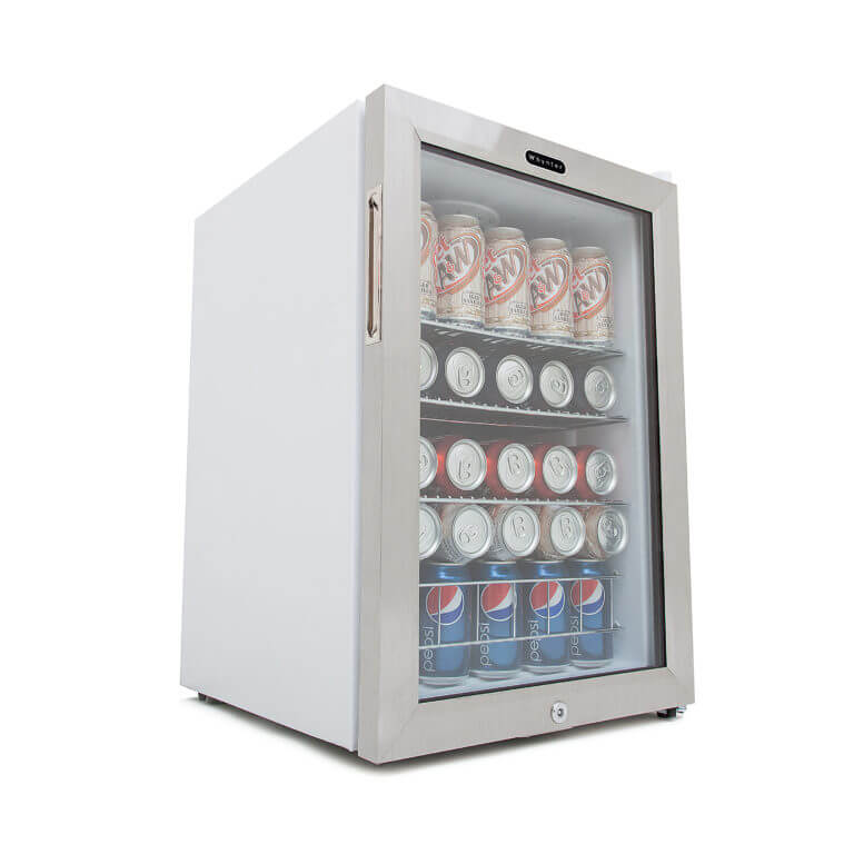 Whynter Freestanding Mini Beverage Refrigerator w/ Lock | Stainless Steel | 90 Can Capacity