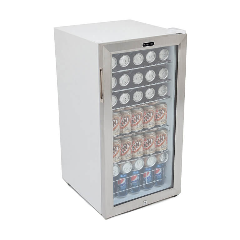 Whynter Freestanding Beverage Refrigerator | Stainless Steel Trim | White Exterior | 120 Can Capacity