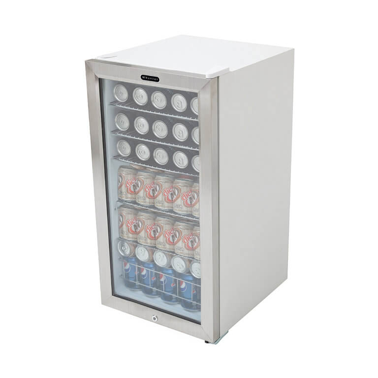 Whynter Freestanding Beverage Refrigerator | Stainless Steel Trim | White Exterior | 120 Can Capacity
