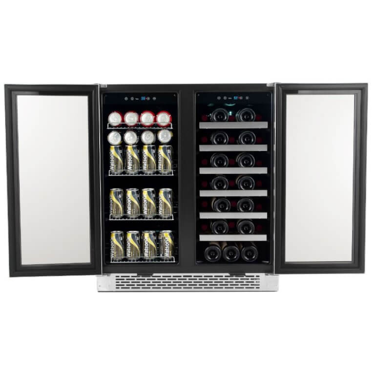 Whynter 30" Wide, Dual Zone Wine and Beverage Center | French Doors | Holds 33 Bottles & 88 Cans