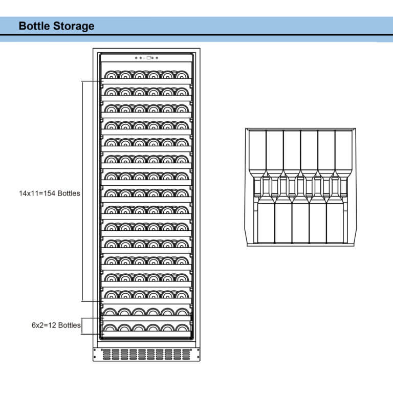 Whynter 24" Wide, 166 Bottle Single Zone Compressor Wine Cooler | Stainless Steel