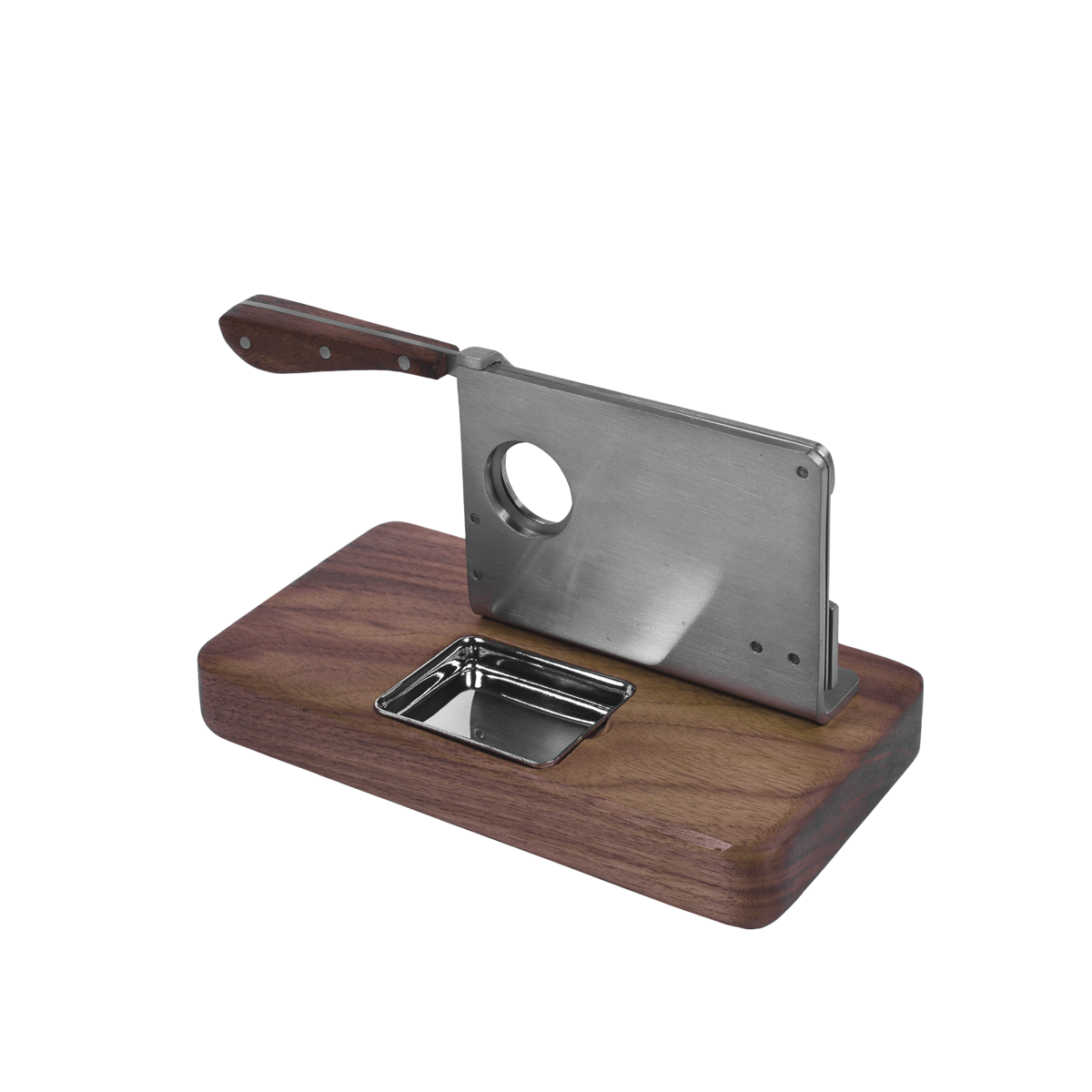 Classic Style Table Top Cutter Walnut and Stainless Steel