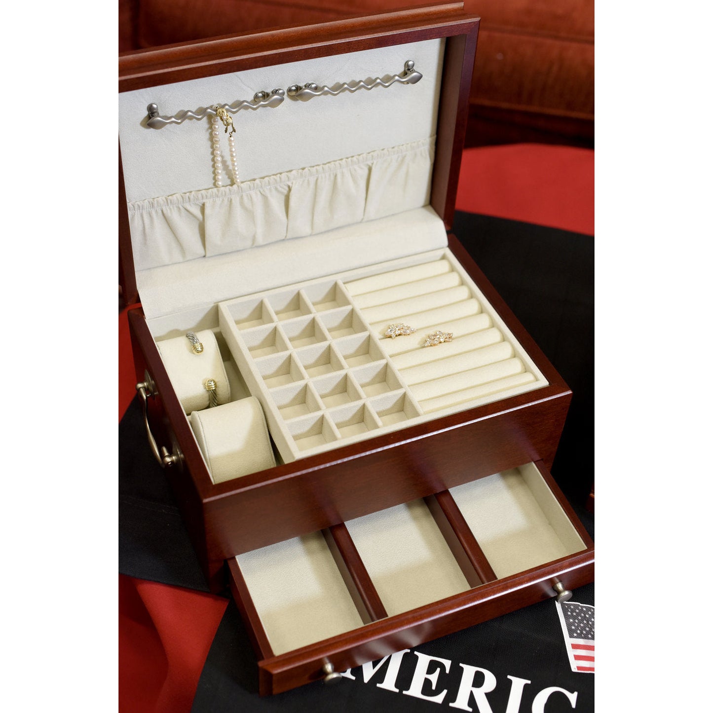 Contessa Jewelry Box | Lift Out Tray and Drawer