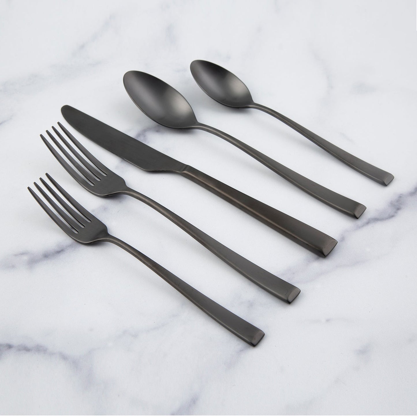Marlise Black Satin 20-Piece Flatware Set