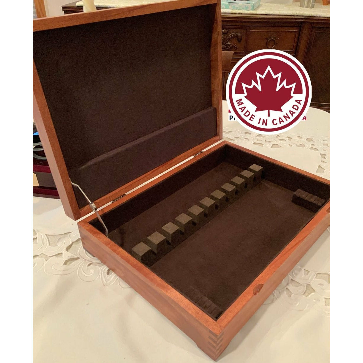 Canadian Sapele Flatware Storage | Holds Service for 12
