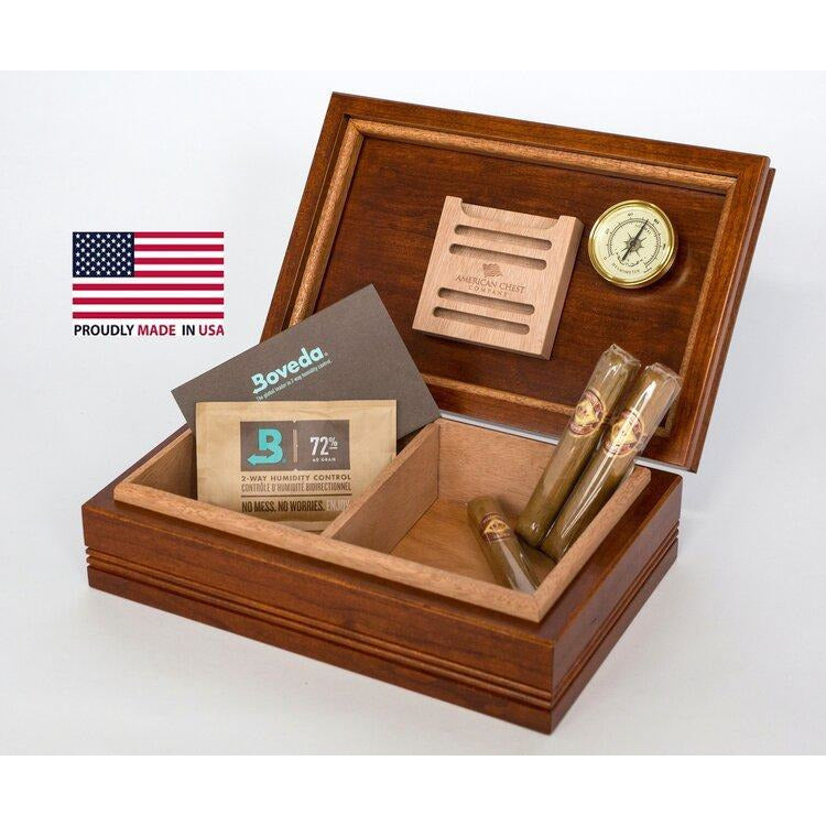 Amish Hand Crafted Wooden Cigar Humidor | Holds 50 Cigars