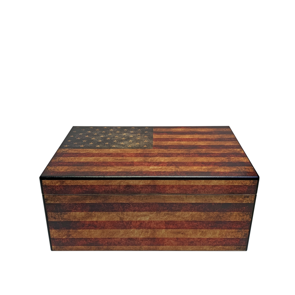 Old Glory (Sm) Desktop Cigar Humidor | Holds 50 Cigars
