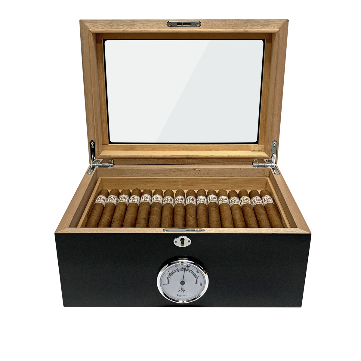 Bally Black Desktop Cigar Humidor | Holds 100 Cigars