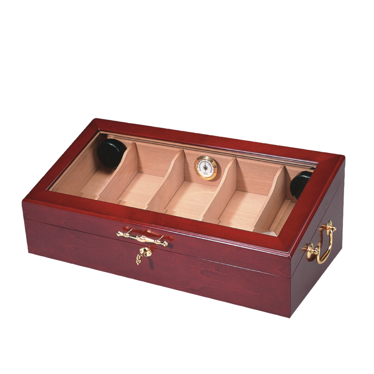 Glass Top Wooden Display Cigar Humidor | Holds 100 Cigars