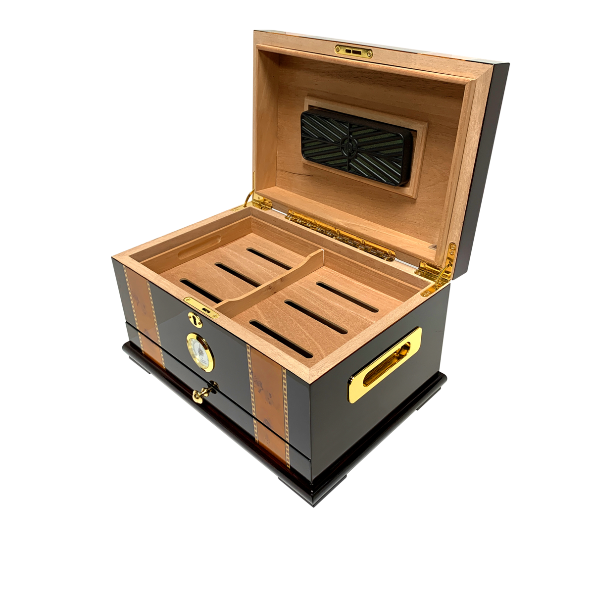 Solana Desktop Cigar Humidor w/ Rose Wood Finish | Holds 100 Cigars