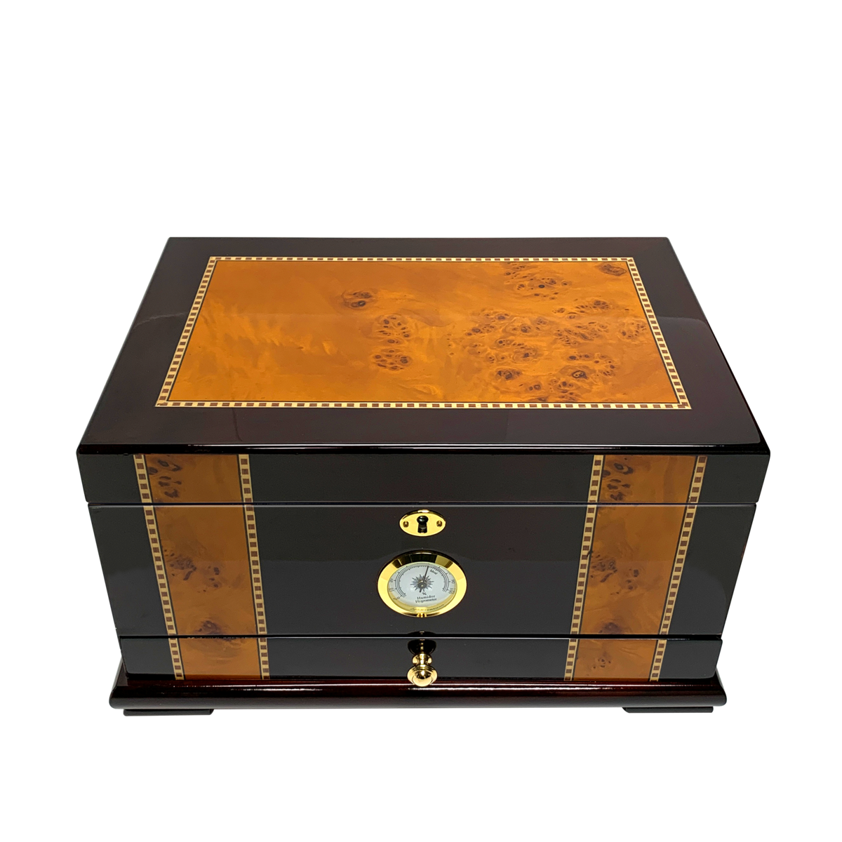 Solana Desktop Cigar Humidor w/ Rose Wood Finish | Holds 100 Cigars