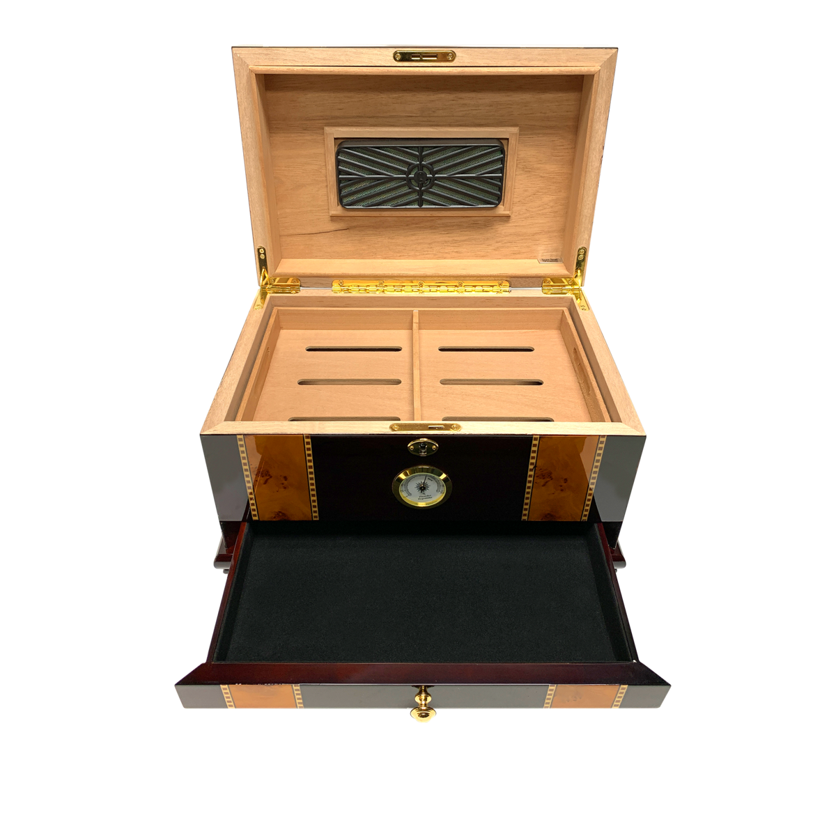 Solana Desktop Cigar Humidor w/ Rose Wood Finish | Holds 100 Cigars